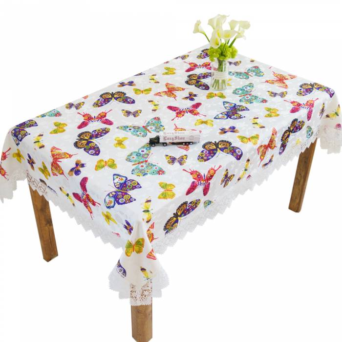 Generous And Beautiful Knitting Machine Custom Lace Border Tablecloth Embroidered Table Cloth